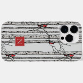 樺の木モノグラムの樹赤（鳥）ショウジョウコウカンチョウ鳥 Case-Mate iPhoneケース (裏面 (横))