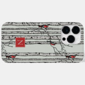 樺の木モノグラムの樹赤（鳥）ショウジョウコウカンチョウ鳥 Case-Mate iPhoneケース (裏面 (横))