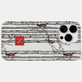 樺の木モノグラムの樹赤（鳥）ショウジョウコウカンチョウ鳥 Case-Mate iPhoneケース (裏面 (横))