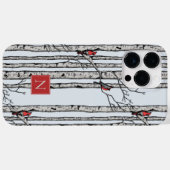 樺の木モノグラムの樹赤（鳥）ショウジョウコウカンチョウ鳥 Case-Mate iPhoneケース (裏面 (横))