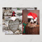 樺の木レッドバッファロープレイド格言彫刻ハート写真 シーズンカード (正面/裏面)