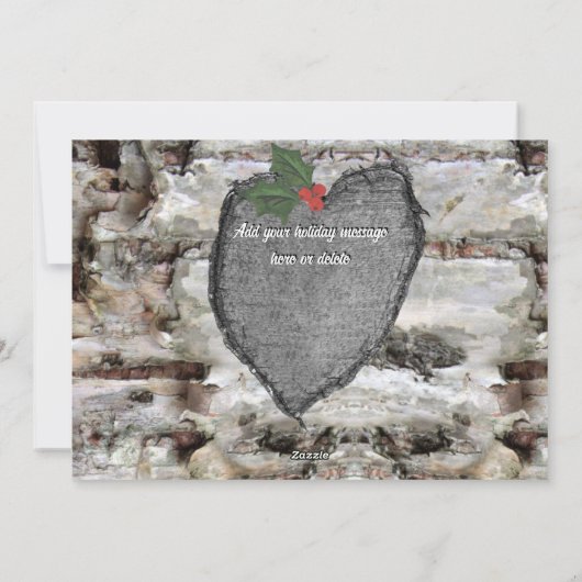 樺の木レッドバッファロープレイド格言彫刻ハート写真 シーズンカード (裏面)
