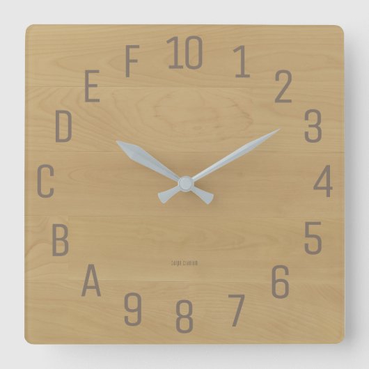 樺の木一見の16進法のギーク スクエア壁時計 (正面)