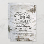 樺の木吠え声の素朴な国のブライダルシャワーの招待 招待状 (正面/裏面)