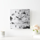 樺の木幹 スクエア壁時計 (ホーム)