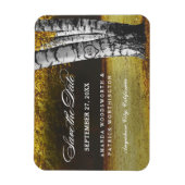 樺の木彫りハートツリー秋セーブザデートマグネット マグネット (縦)