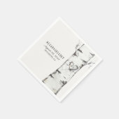 樺の木彫りハート素朴結婚の スタンダードカクテルナプキン (角)