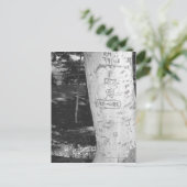 樺の木木の幹に彫るB&W ポストカード (スタンド正面)