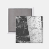樺の木木の幹に彫るB&W マグネット (正面/裏面)