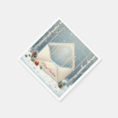 樺の木木入りメリークリスマス封筒 スタンダードカクテルナプキン (角)