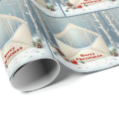 樺の木木入りメリークリスマス封筒 ラッピングペーパー (ロールコーナー)