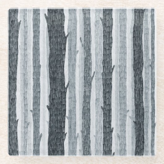 樺の木木、シームレスな背景パターン。 ガラスコースター (正面)