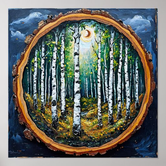 樺の木林自然景観 ポスター (正面)