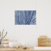 樺の木枝 – シアノタイプ効果 ポスター (キッチン)