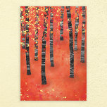 樺の木森林景観 キャンバスプリント<br><div class="desc">秋絵画の樺の木または《植物》アスペン林の。赤、オレンジ、黄色の半抽象芸術林。</div>