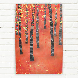 樺の木森林景観 メタルプリント