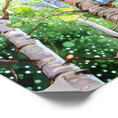 樺の木森林水絵を描色のポスター ポスター (角)