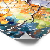 樺の木森林水絵を描色のポスター ポスター (角)