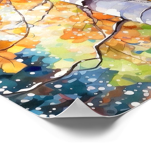 樺の木森林水絵を描色のポスター ポスター (角)