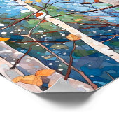 樺の木森林水絵を描色のポスター ポスター (角)