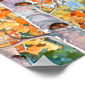 樺の木森林水絵を描色のポスター ポスター (角)