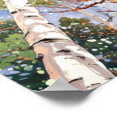 樺の木森林水絵を描色のポスター ポスター (角)