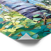 樺の木森林水絵を描色のポスター ポスター (角)