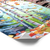 樺の木森林水絵を描色のポスター ポスター (角)