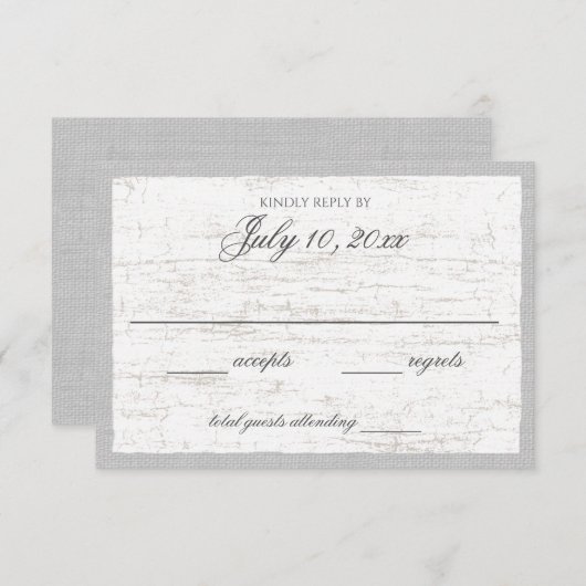 樺の木樹皮およびウッドランド応答カード 出欠カード (正面/裏面)