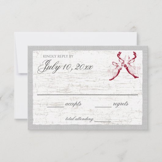 樺の木樹皮と鹿の応答カード 出欠カード (正面)