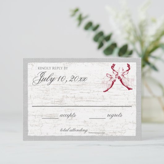 樺の木樹皮と鹿の応答カード 出欠カード (スタンド正面)