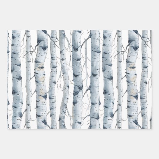 樺の木樹皮の水色 ラッピングペーパーシート (正面2)