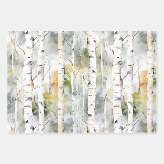 樺の木樹皮の水色 ラッピングペーパーシート (正面)