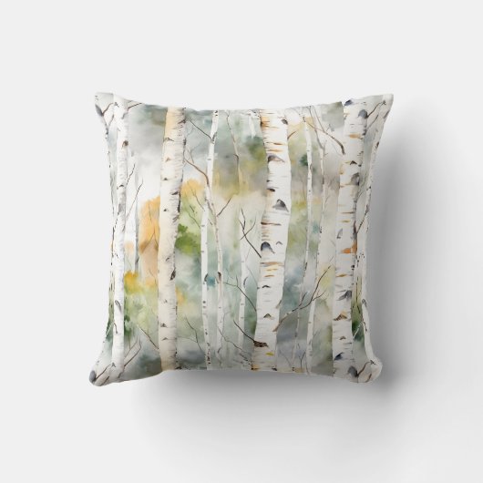 樺の木樹皮の緑色の水色 クッション (裏面)