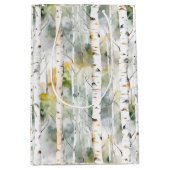 樺の木樹皮の緑色の水色 ミディアムペーパーバッグ (正面)