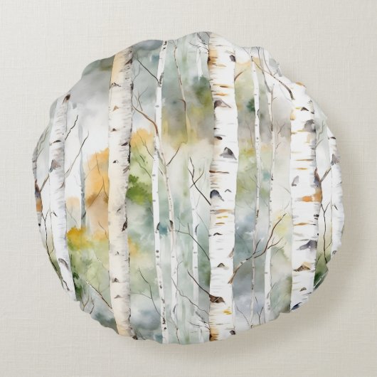 樺の木樹皮の緑色の水色 ラウンドクッション (裏面)