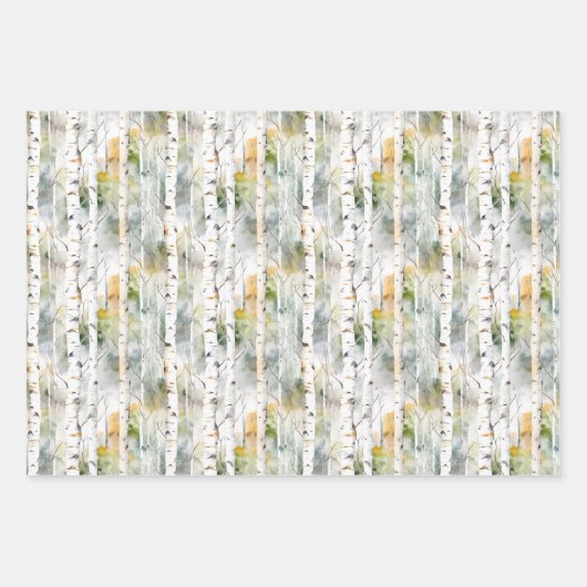 樺の木樹皮の緑色の水色 ラッピングペーパーシート (正面3)