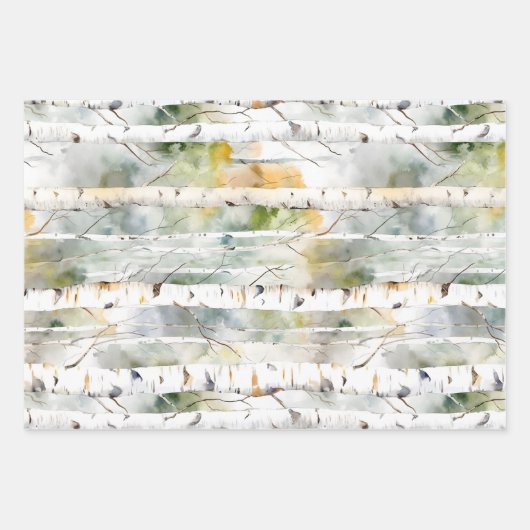 樺の木樹皮の緑色の水色 ラッピングペーパーシート (正面2)