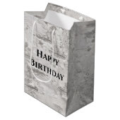 樺の木樹皮の質感誕生日 ミディアムペーパーバッグ (正面アングル)