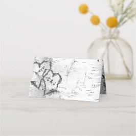 樺の木樹皮イニシャルハート緊張座席表 プレイスカード