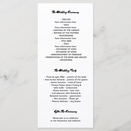 樺の木樹皮ハート素朴国の結婚式プログラム プログラム (裏面)