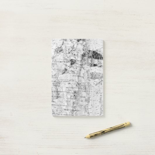 樺の木樹皮パターン注記 ポストイット (デスク上)