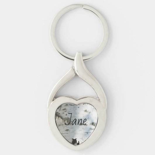 樺の木樹皮パターン キーホルダー (正面)