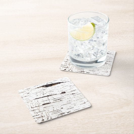 樺の木樹皮パターン スクエアペーパーコースター (インサイチュ)