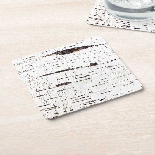 樺の木樹皮パターン スクエアペーパーコースター (アングル)