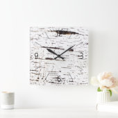 樺の木樹皮パターン スクエア壁時計 (ホーム)