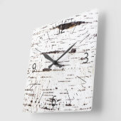 樺の木樹皮パターン スクエア壁時計 (傾斜)