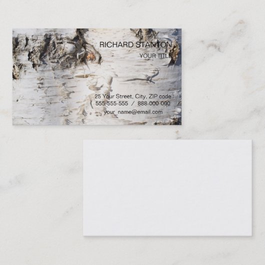 樺の木樹皮パターン 名刺 (正面/裏面)