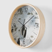 樺の木樹皮パターン 壁時計 (傾斜)