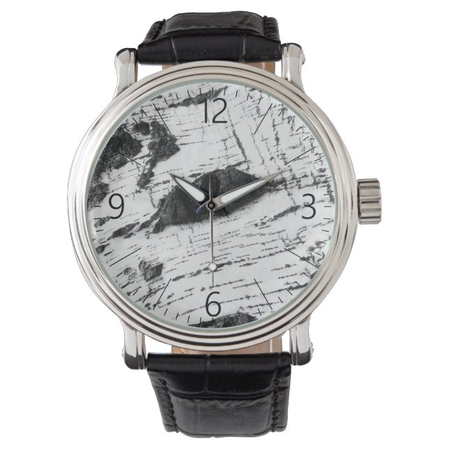 樺の木樹皮パターン 腕時計 (正面)